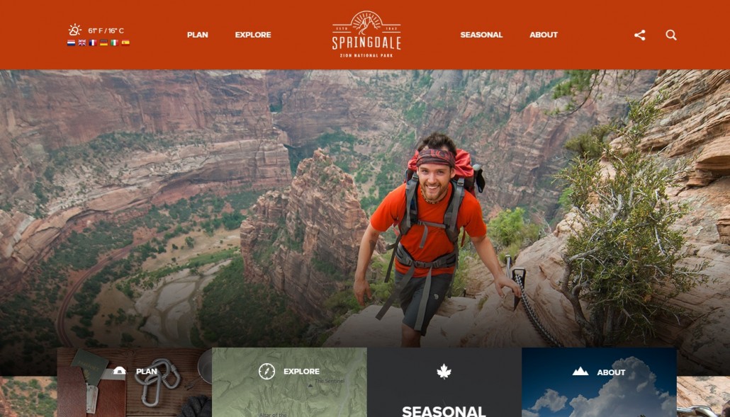 Zion National Park website usability